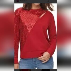 DKNY Vibrant Red Sequin Top Size XL